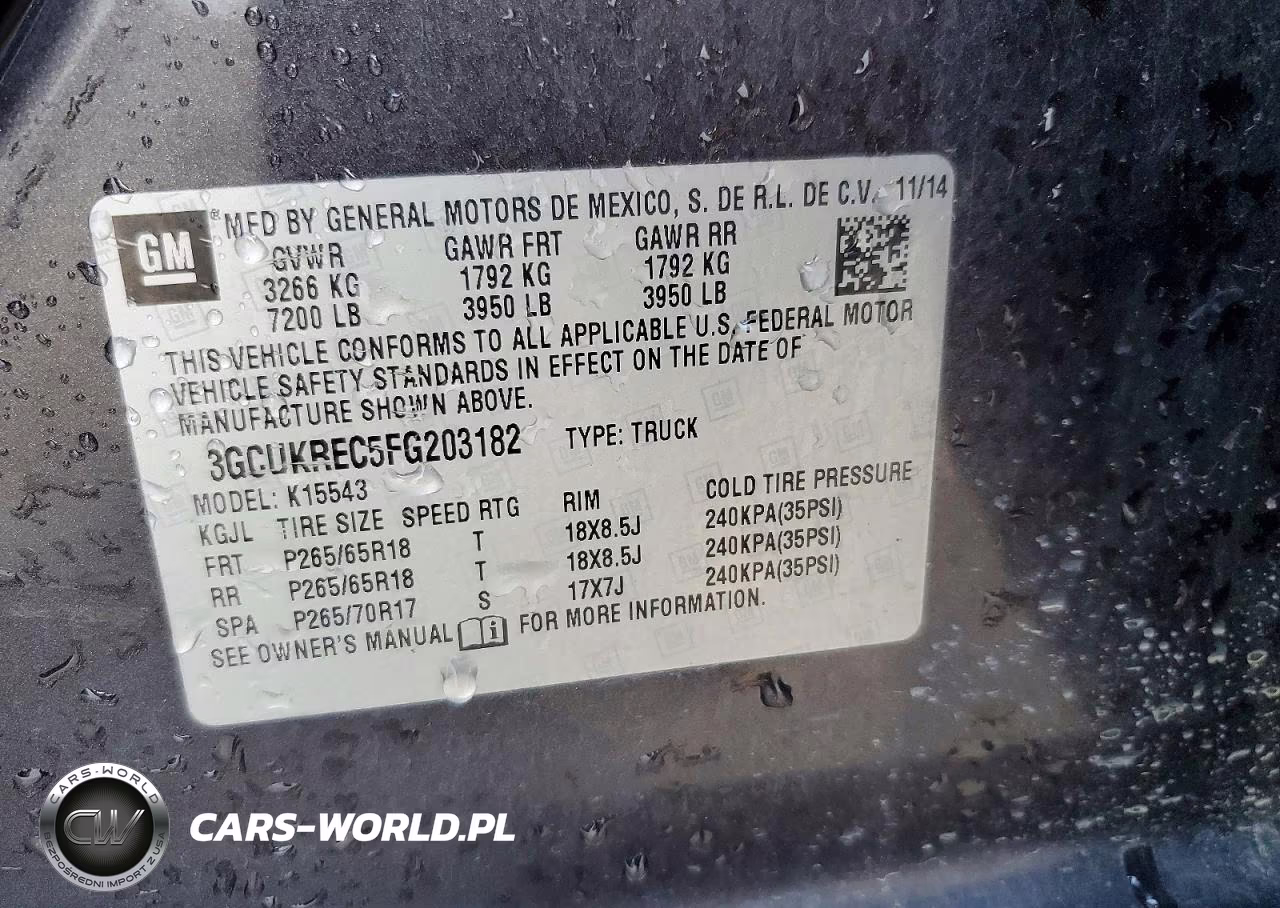 2015 Chevrolet Silverado K1500 Lt VIN:3GCUKREC5FG203182 - 12