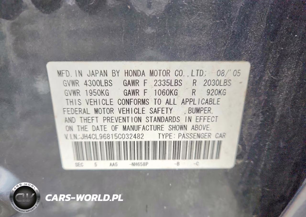 2005 Acura Tsx VIN:JH4CL96815C032482 - 12