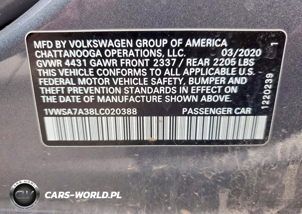 2020 Volkswagen Passat Se VIN:1VWSA7A38LC020388 - 12