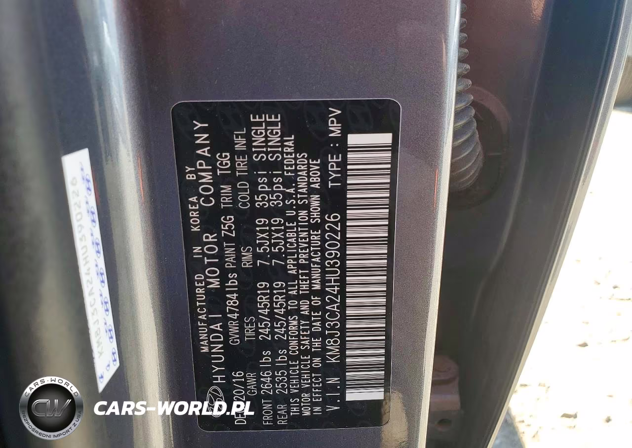 2017 Hyundai Tucson Sport VIN:KM8J3CA24HU390226 - 12