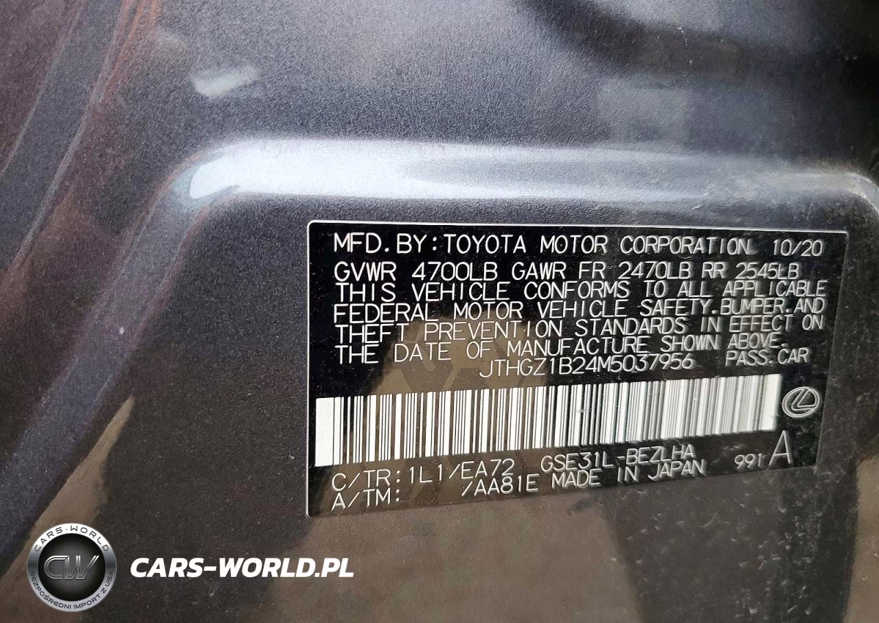 2021 Lexus Is 350 F Sport VIN:JTHGZ1B24M5037956 - 12