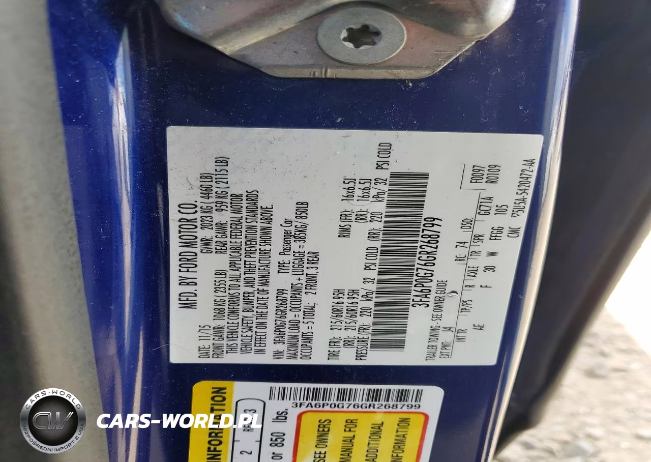 2016 Ford Fusion S VIN:3FA6P0G76GR268799 - 12