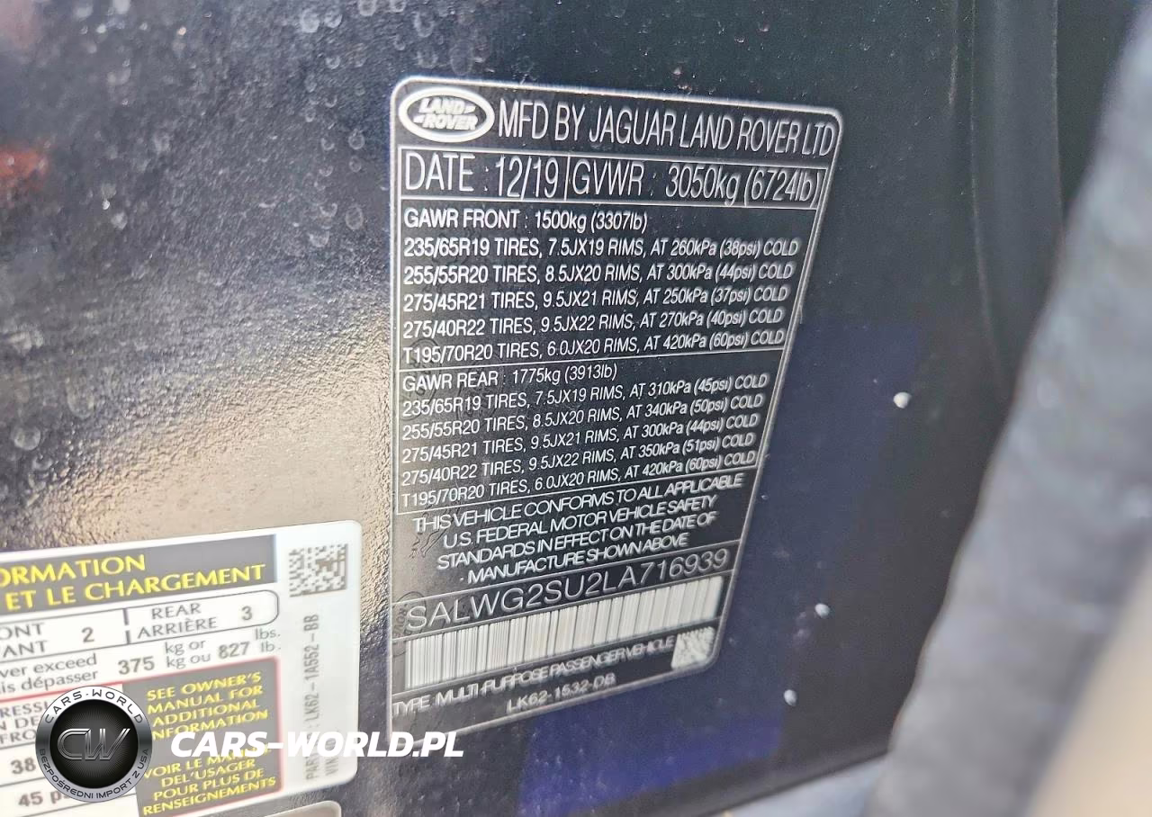 2020 Land Rover Range Rover Sport Se VIN:SALWG2SU2LA716939 - 12