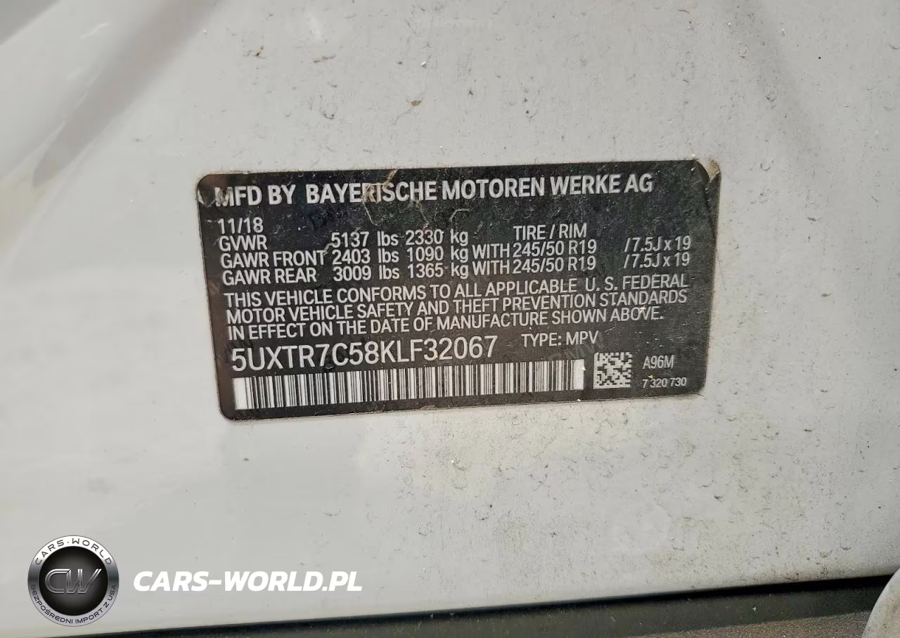 2019 BMW X3 Sdrive30I VIN:5UXTR7C58KLF32067 - 13