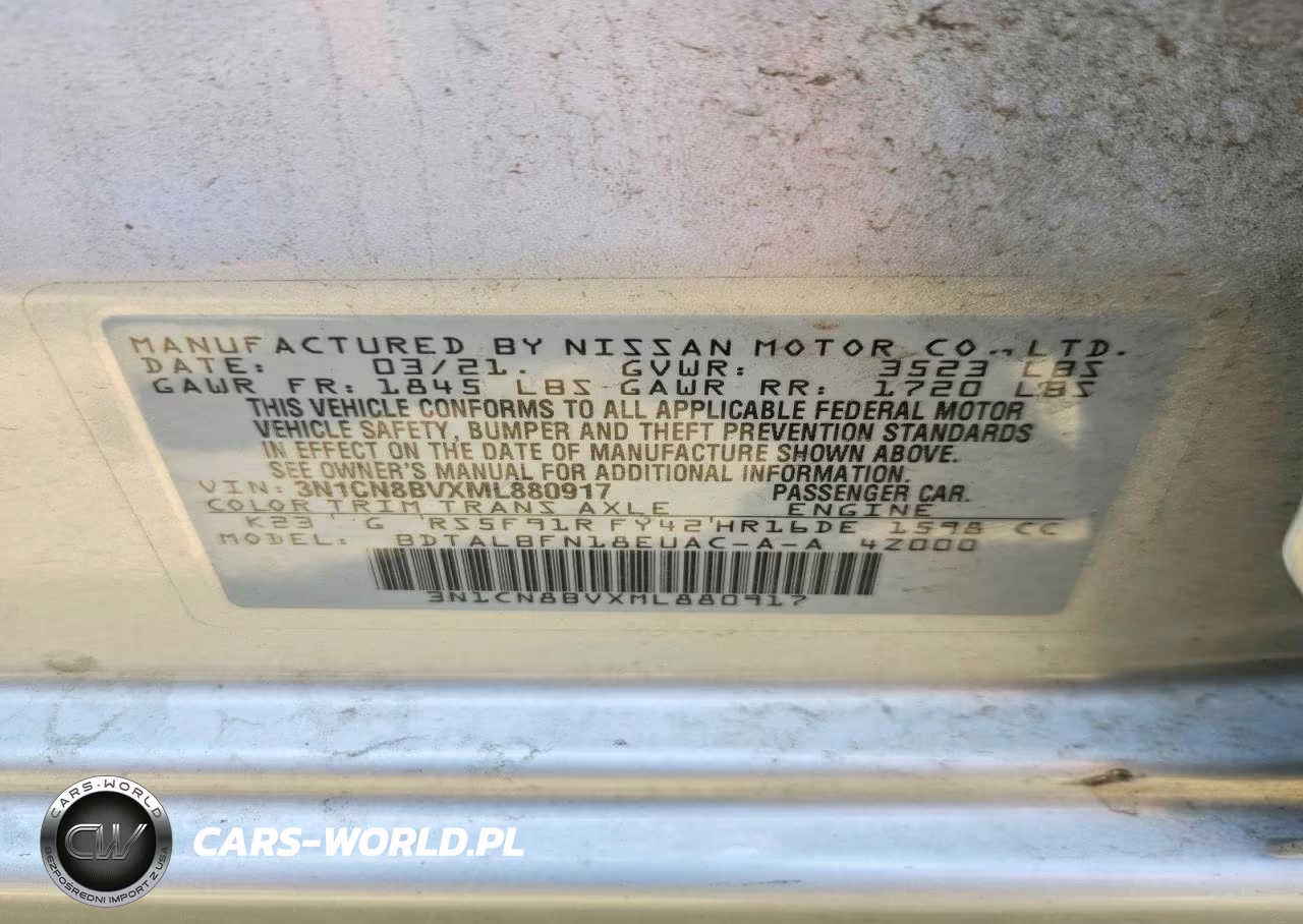 2021 Nissan Versa S VIN:3N1CN8BVXML880917 - 12