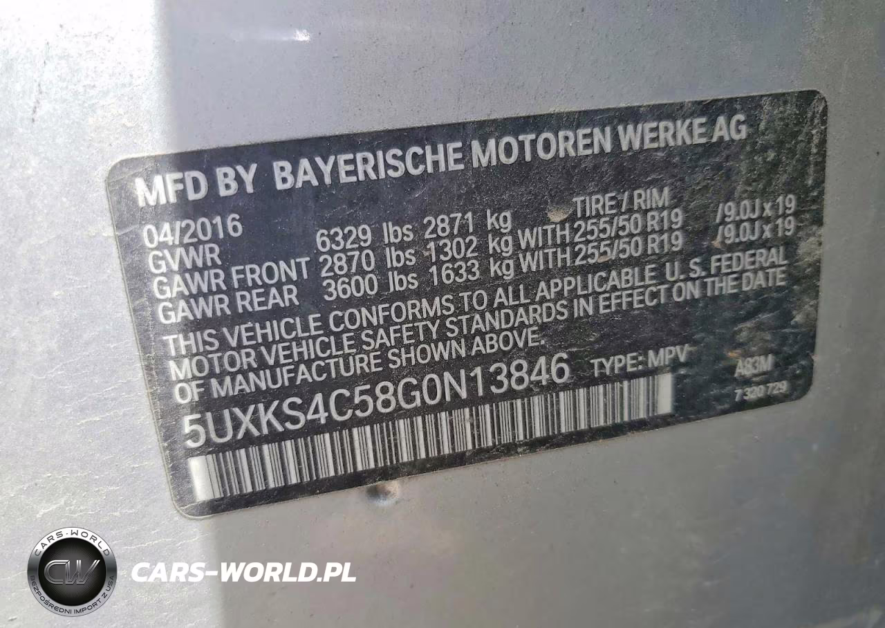 2016 BMW X5 xDrive35D VIN:5UXKS4C58G0N13846 - 13