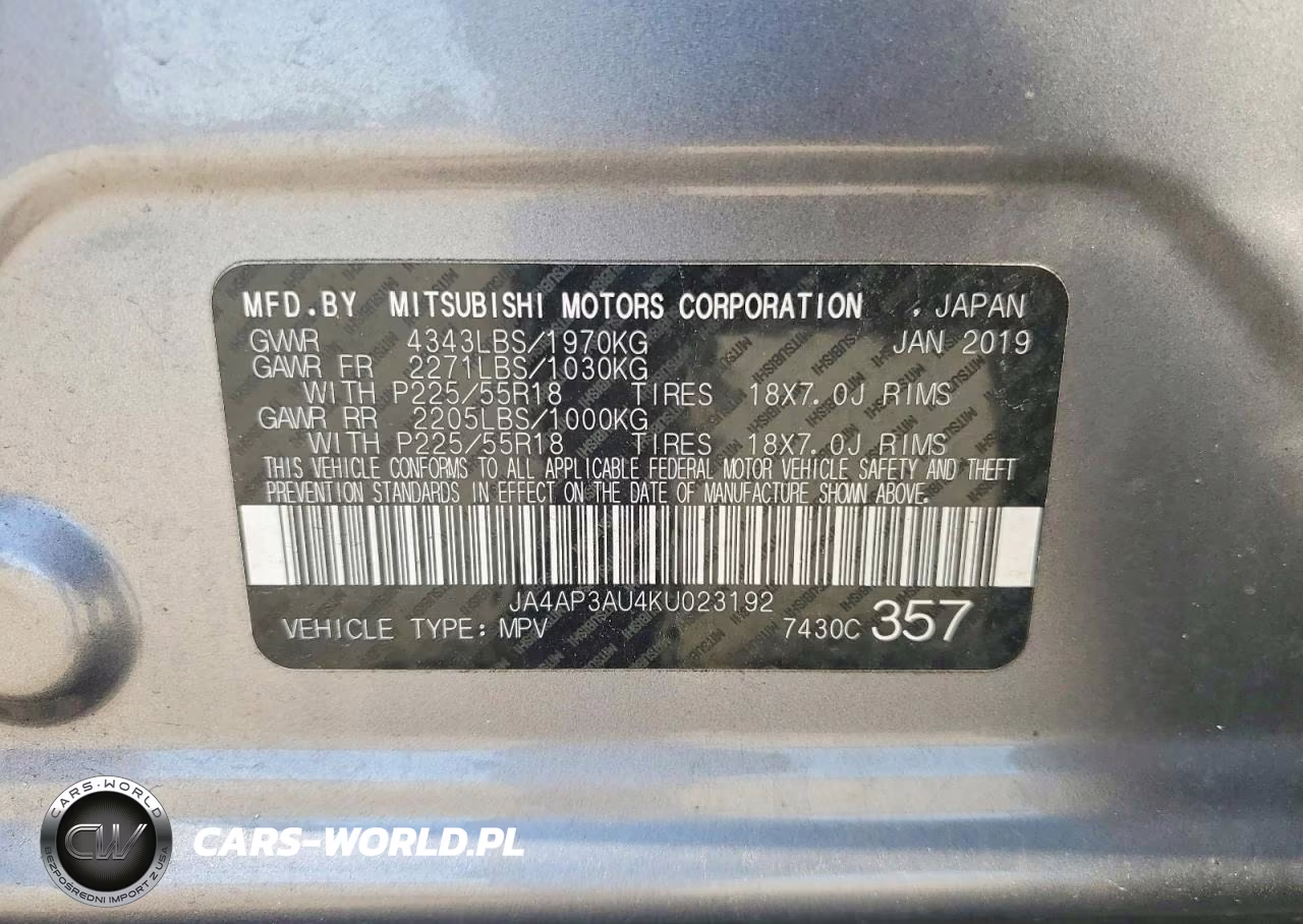 2019 Mitsubishi Outlander Sport Es VIN:JA4AP3AU4KU023192 - 14