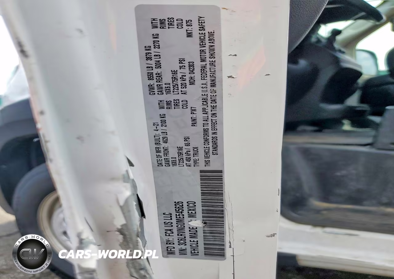2021 RAM PROMASTER 1500 VIN:3C6LRVNG0ME545626 - 13