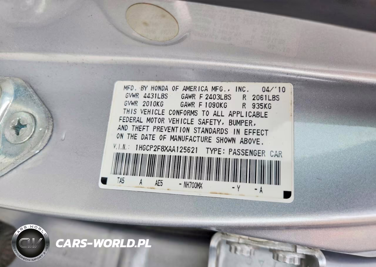 2010 Honda Accord Exl VIN:1HGCP2F8XAA125621 - 12