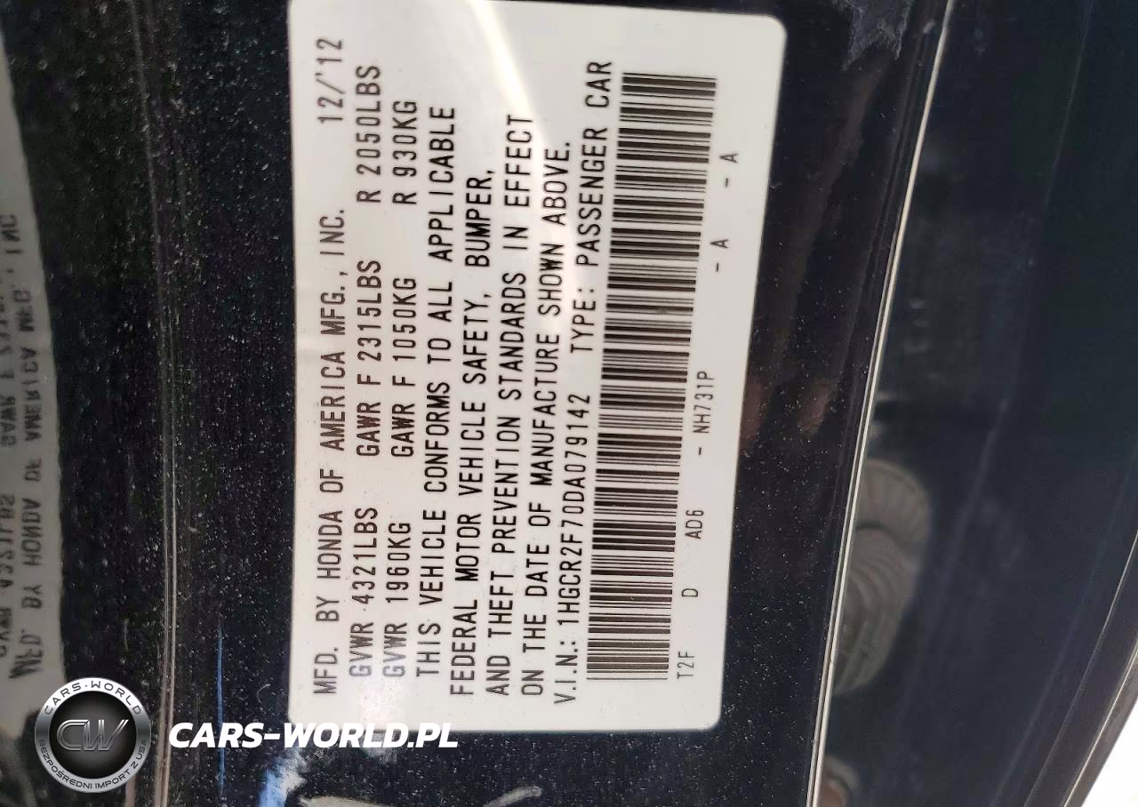 2013 Honda Accord Ex VIN:1HGCR2F70DA079142 - 12