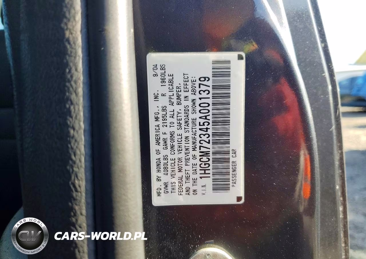 2005 Honda Accord Lx VIN:1HGCM72345A001379 - 12