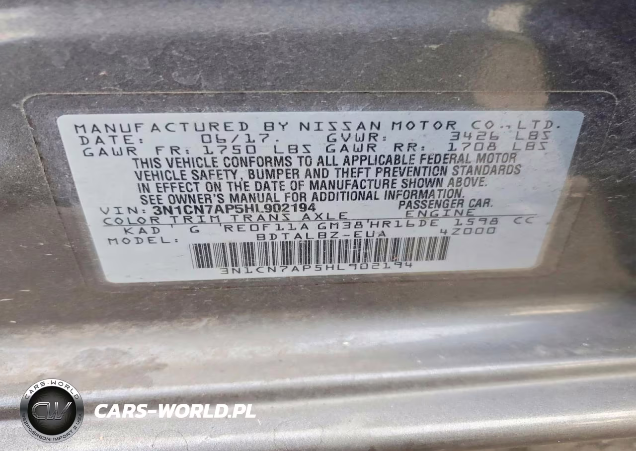 2017 Nissan Versa 1.6 Sv VIN:3N1CN7AP5HL902194 - 12