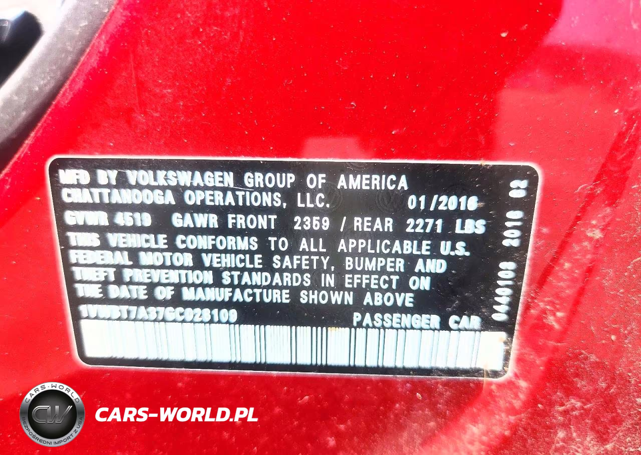 2016 Volkswagen Passat Se VIN:1VWBT7A37GC028109 - 12