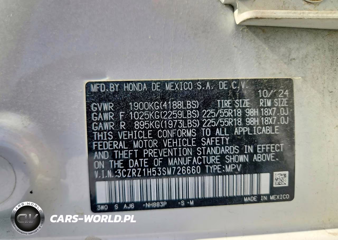 2025 Honda Hr-V Sport VIN:3CZRZ1H53SM726660 - 13