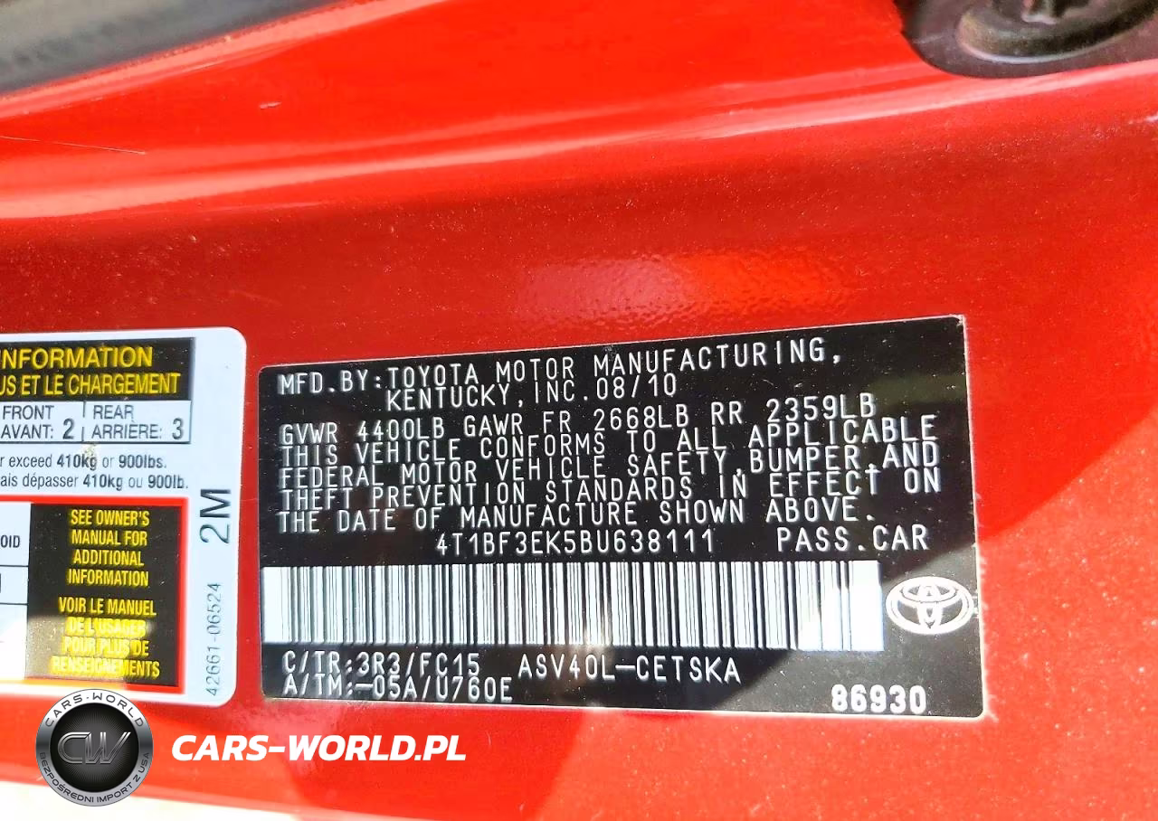 2011 Toyota Camry Se VIN:4T1BF3EK5BU638111 - 12