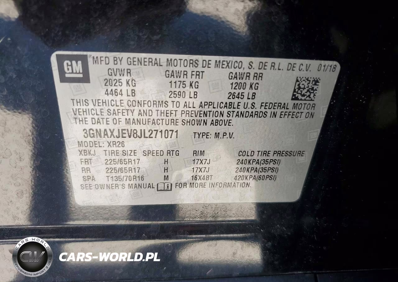 2018 Chevrolet Equinox Lt VIN:3GNAXJEV8JL271071 - 13