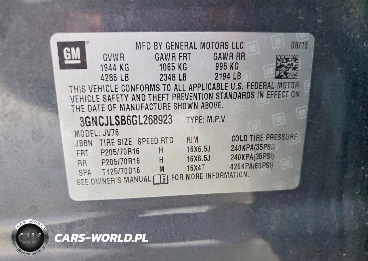 2016 Chevrolet Trax 1Lt VIN:3GNCJLSB6GL268923 - 13