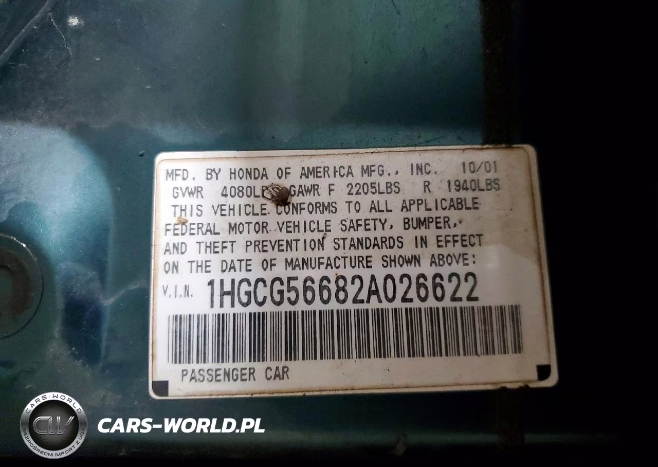 2002 Honda Accord Ex VIN:1HGCG56682A026622 - 12