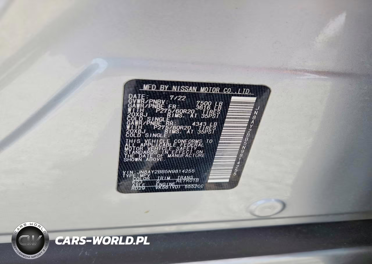 2022 Nissan Armada Sl VIN:JN8AY2BB5N9814255 - 13