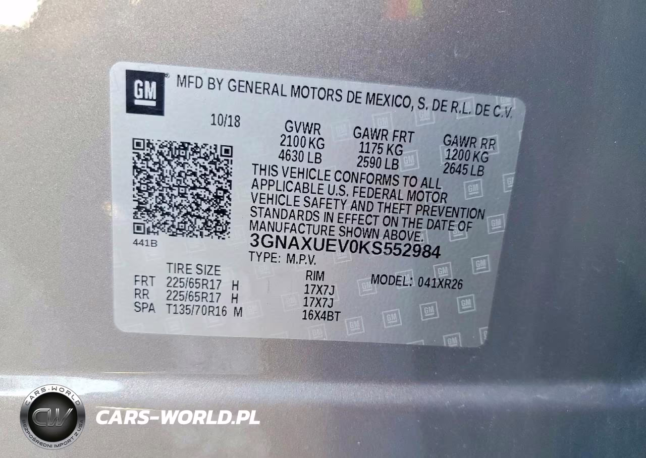 2019 Chevrolet Equinox Lt VIN:3GNAXUEV0KS552984 - 14