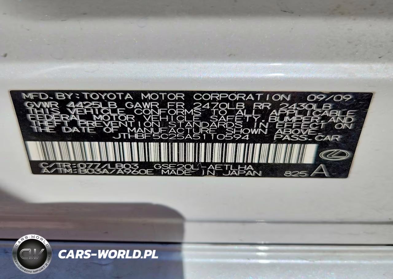 2010 Lexus Is 250 VIN:JTHBF5C25A5110594 - 13