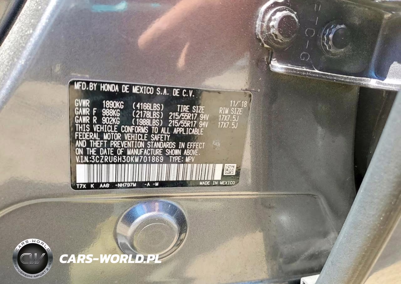 2019 Honda Hr-V Lx VIN:3CZRU6H30KM701869 - 14
