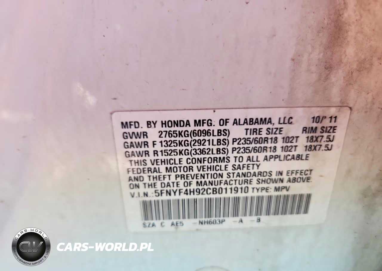 2012 Honda Pilot Touring VIN:5FNYF4H92CB011910 - 13