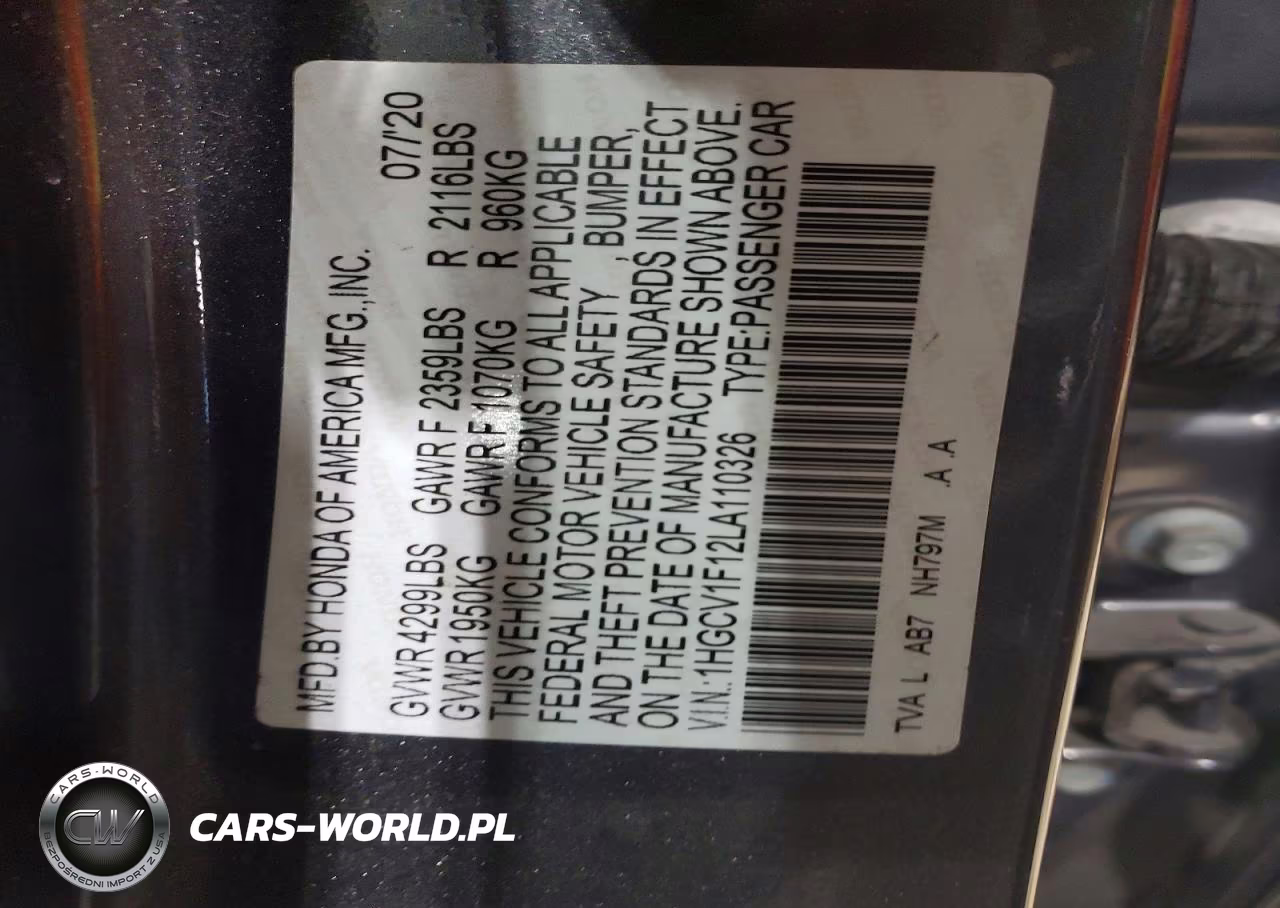 2020 Honda Accord Lx VIN:1HGCV1F12LA110326 - 12