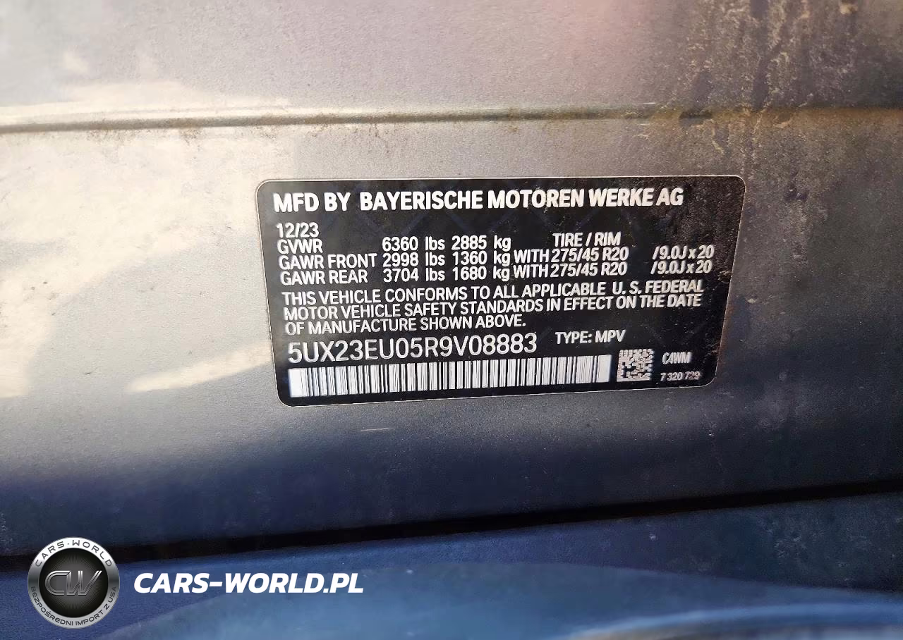 2024 BMW X5 xDrive40I VIN:5UX23EU05R9V08883 - 14