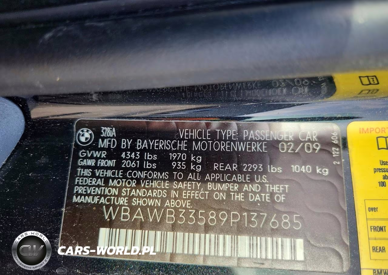 2009 BMW 328 I VIN:WBAWB33589P137685 - 12