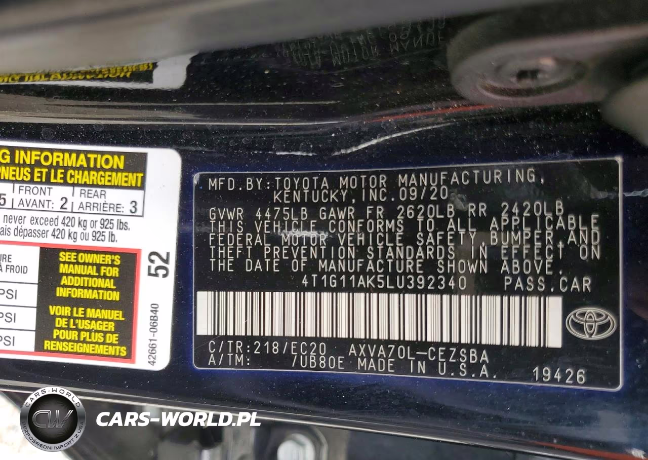 2020 Toyota Camry Se Nightshade VIN:4T1G11AK5LU392340 - 13