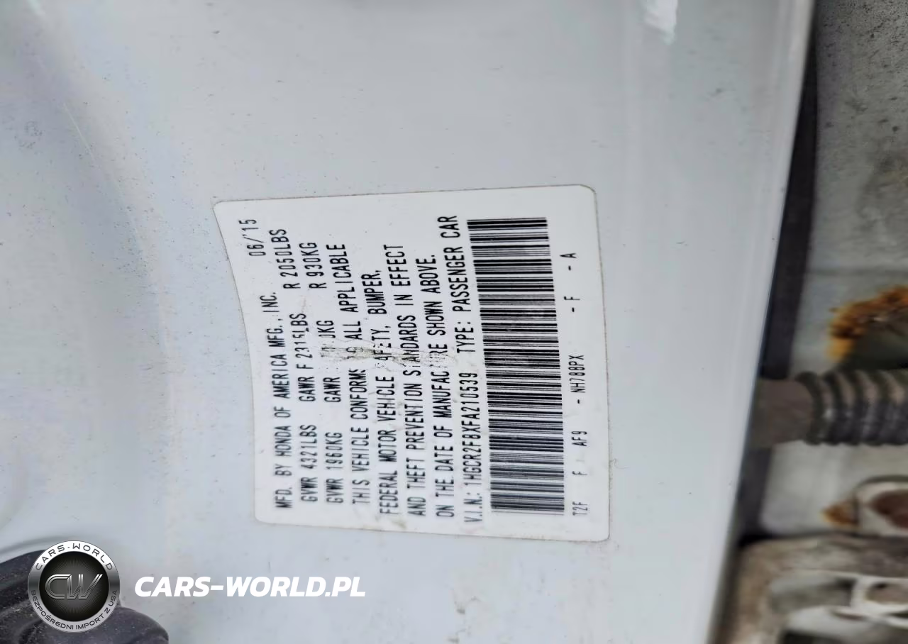 2015 Honda Accord Exl VIN:1HGCR2F8XFA210539 - 12