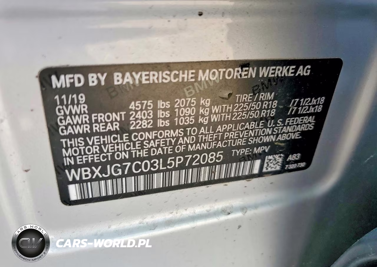 2020 BMW X1 Sdrive28I VIN:WBXJG7C03L5P72085 - 12