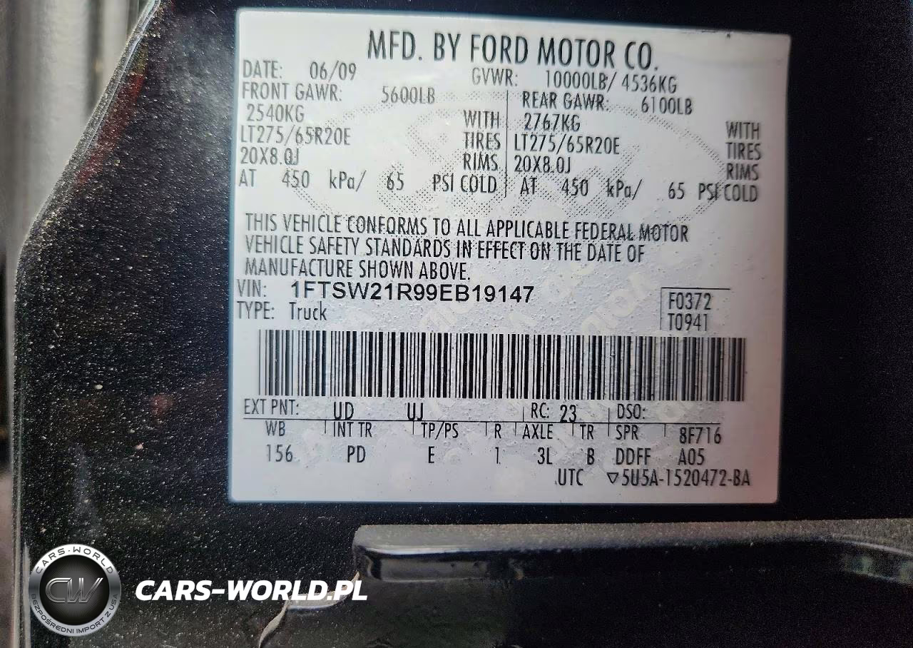 2009 Ford F250 Super Duty VIN:1FTSW21R99EB19147 - 12