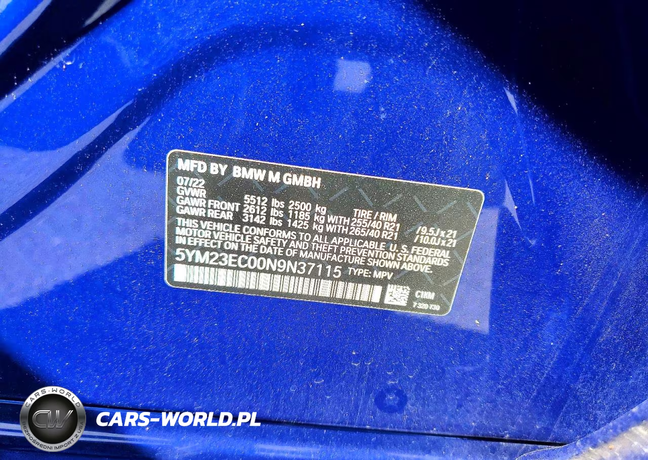 2022 BMW X4 M VIN:5YM23EC00N9N37115 - 13