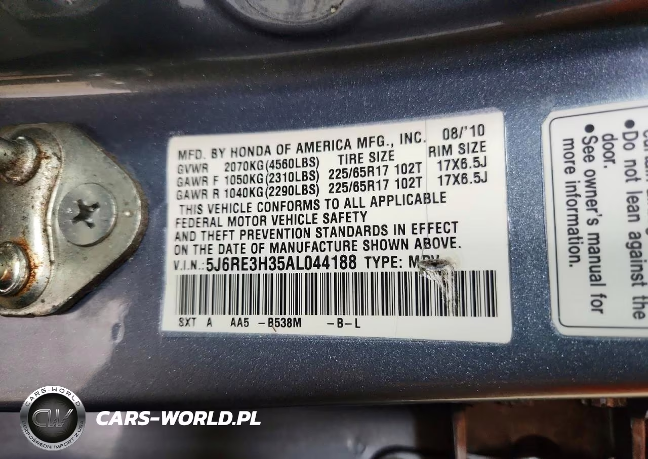 2010 Honda Cr-V Lx VIN:5J6RE3H35AL044188 - 14