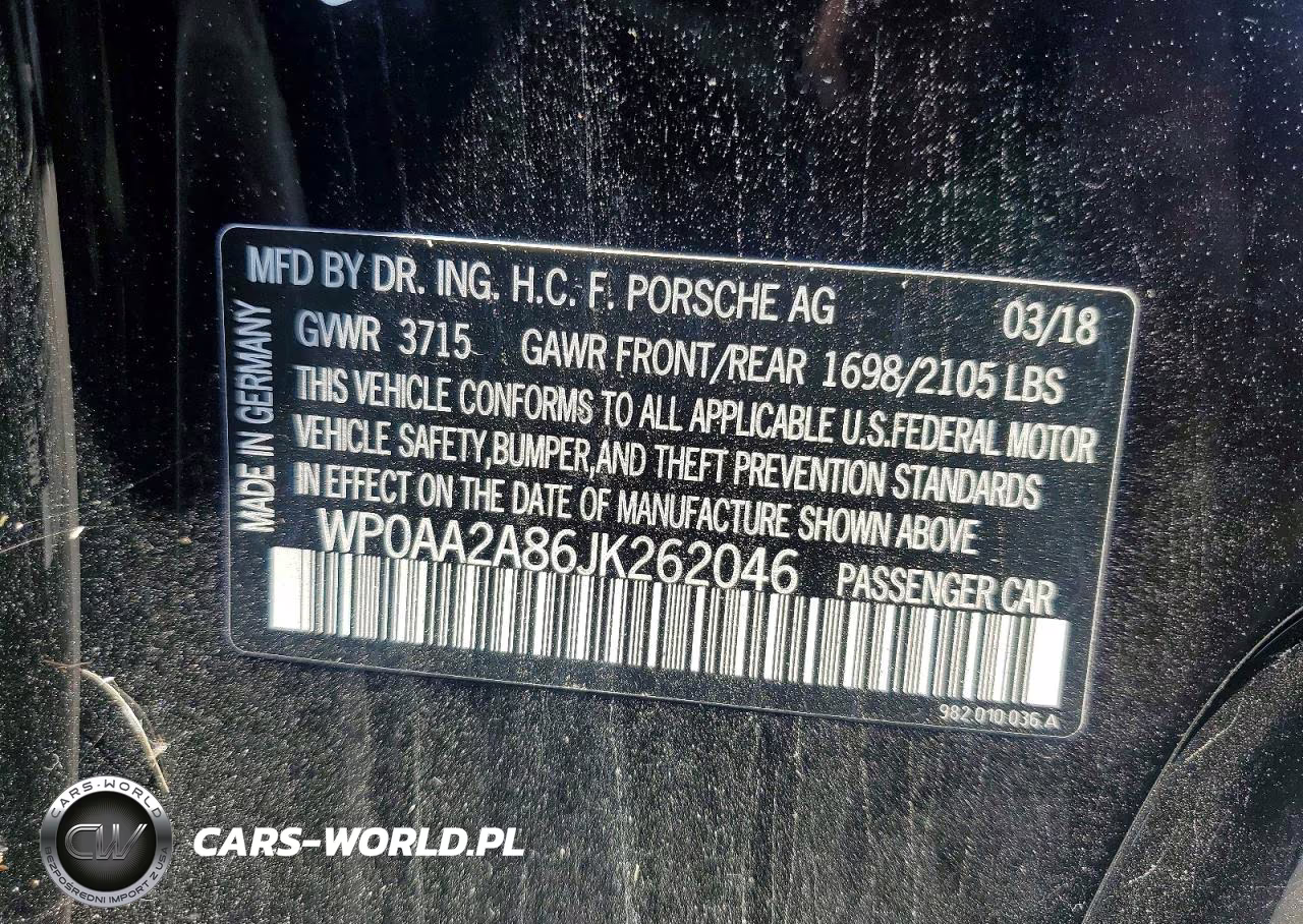 2018 Porsche Cayman VIN:WP0AA2A86JK262046 - 13