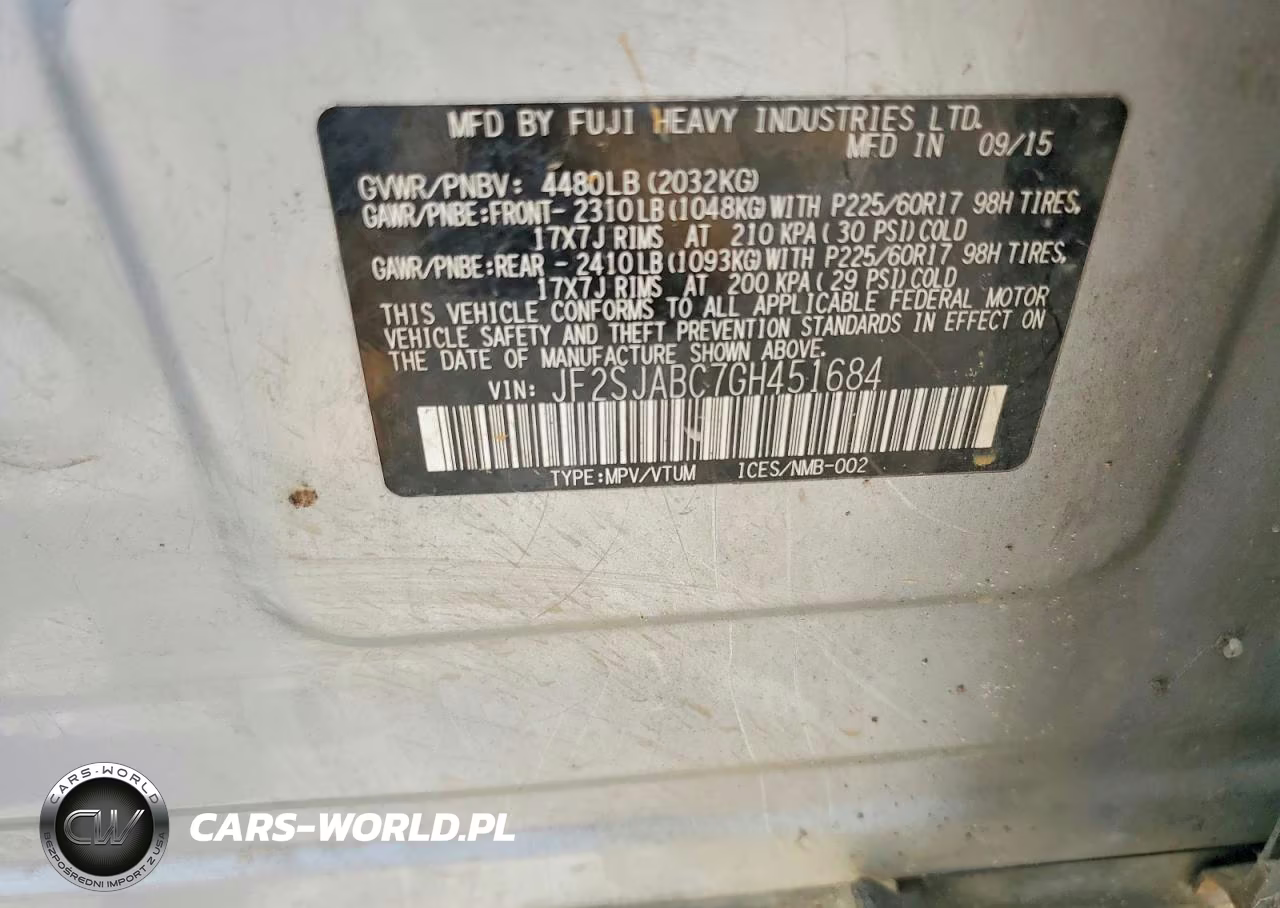 2016 Subaru Forester 2.5I VIN:JF2SJABC7GH451684 - 13