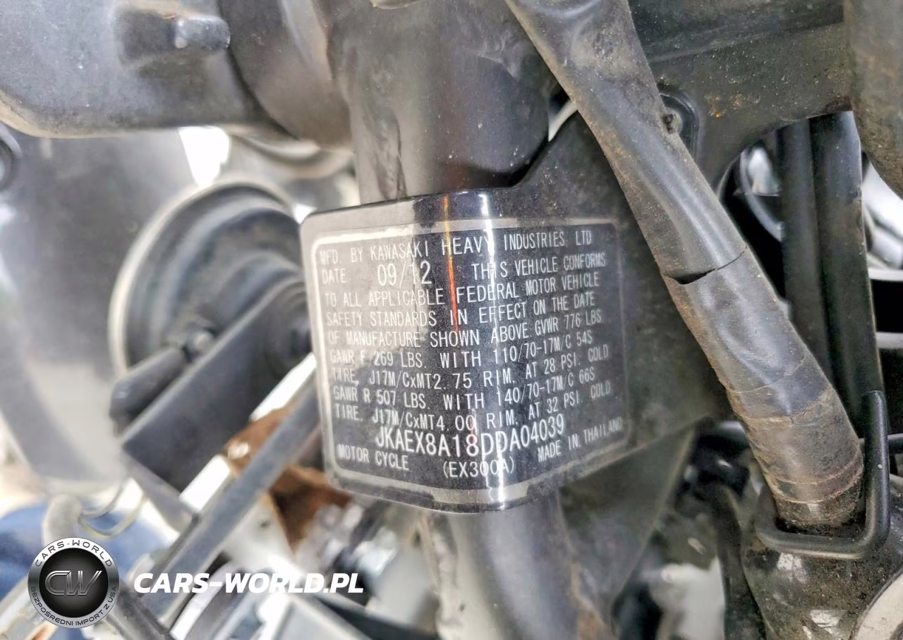 2013 Kawasaki Ex300 A VIN:JKAEX8A18DDA04039 - 9