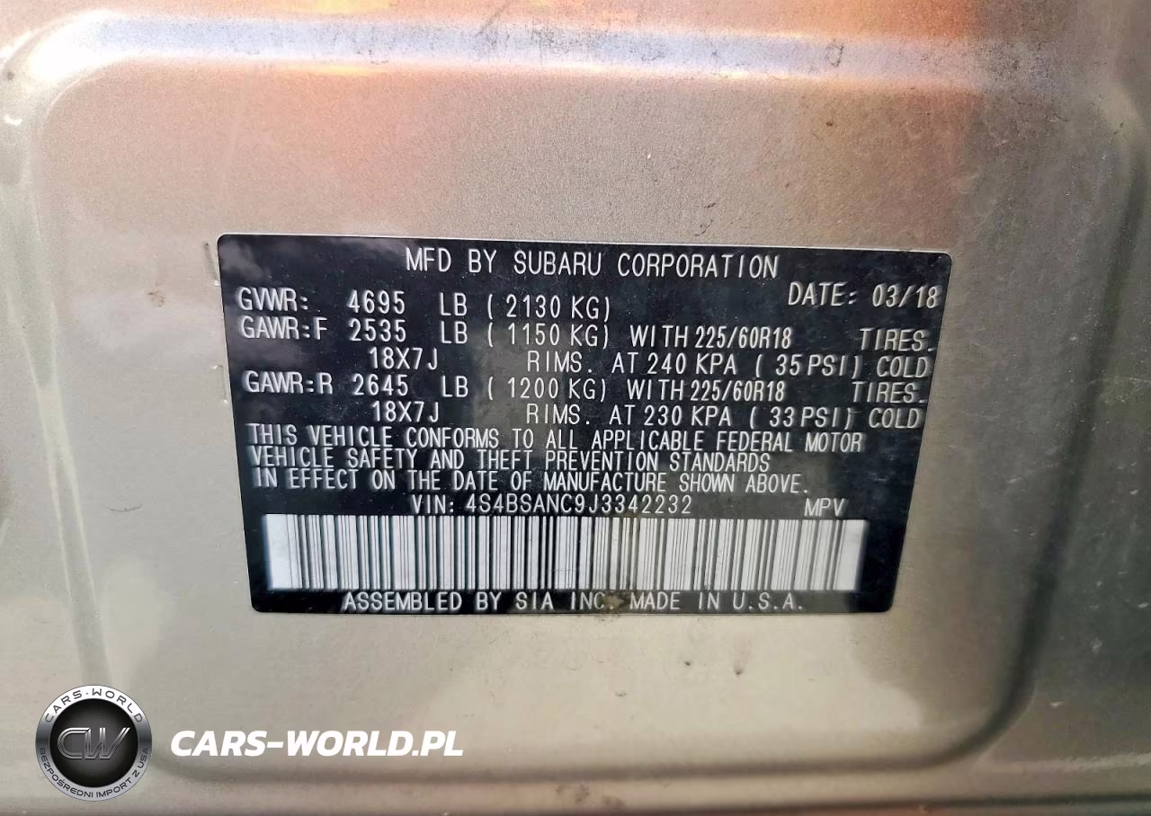 2018 Subaru Outback 2.5I Limited VIN:4S4BSANC9J3342232 - 13