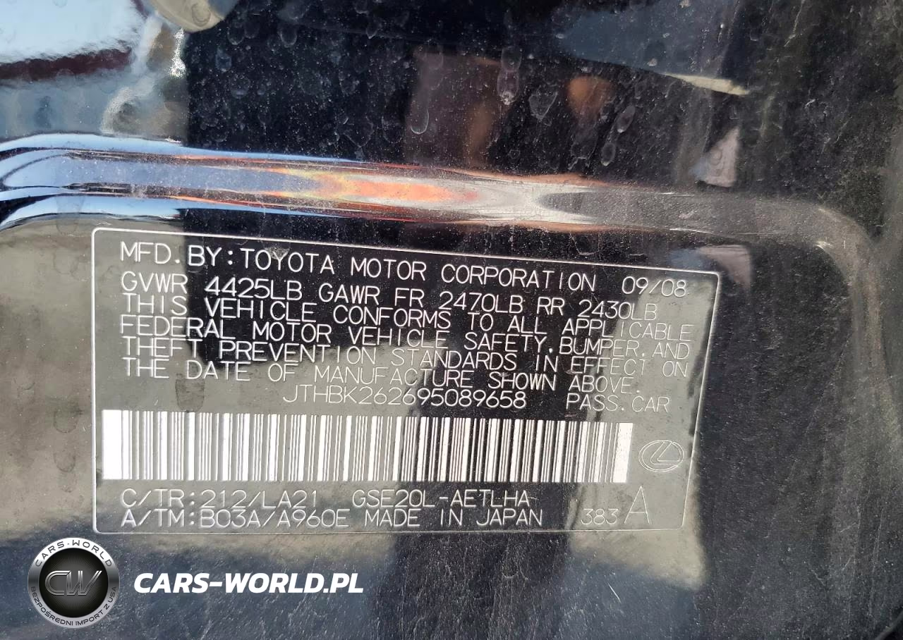 2009 Lexus Is 250 VIN:JTHBK262695089658 - 13
