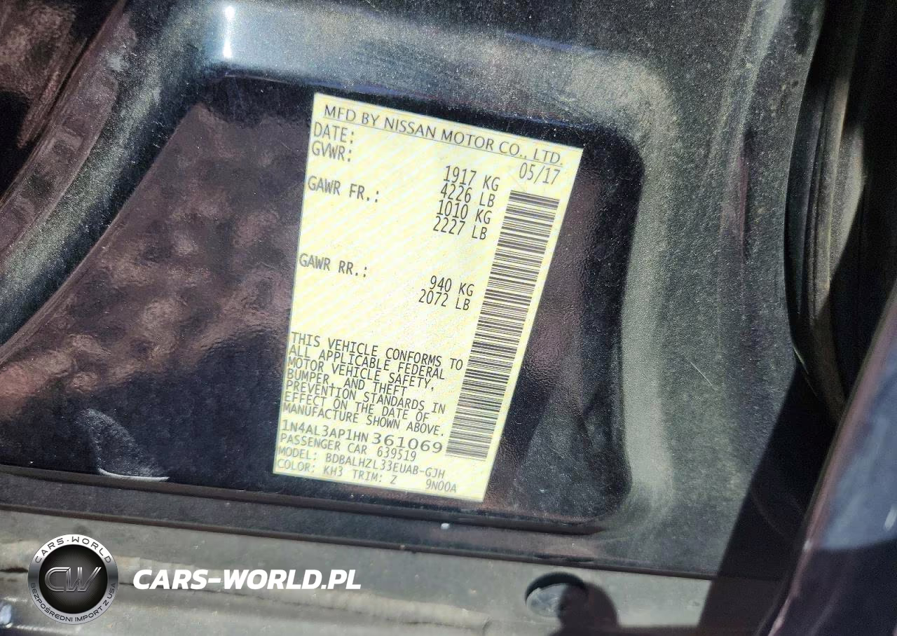 2017 Nissan Altima 2.5 Sr VIN:1N4AL3AP1HN361069 - 12