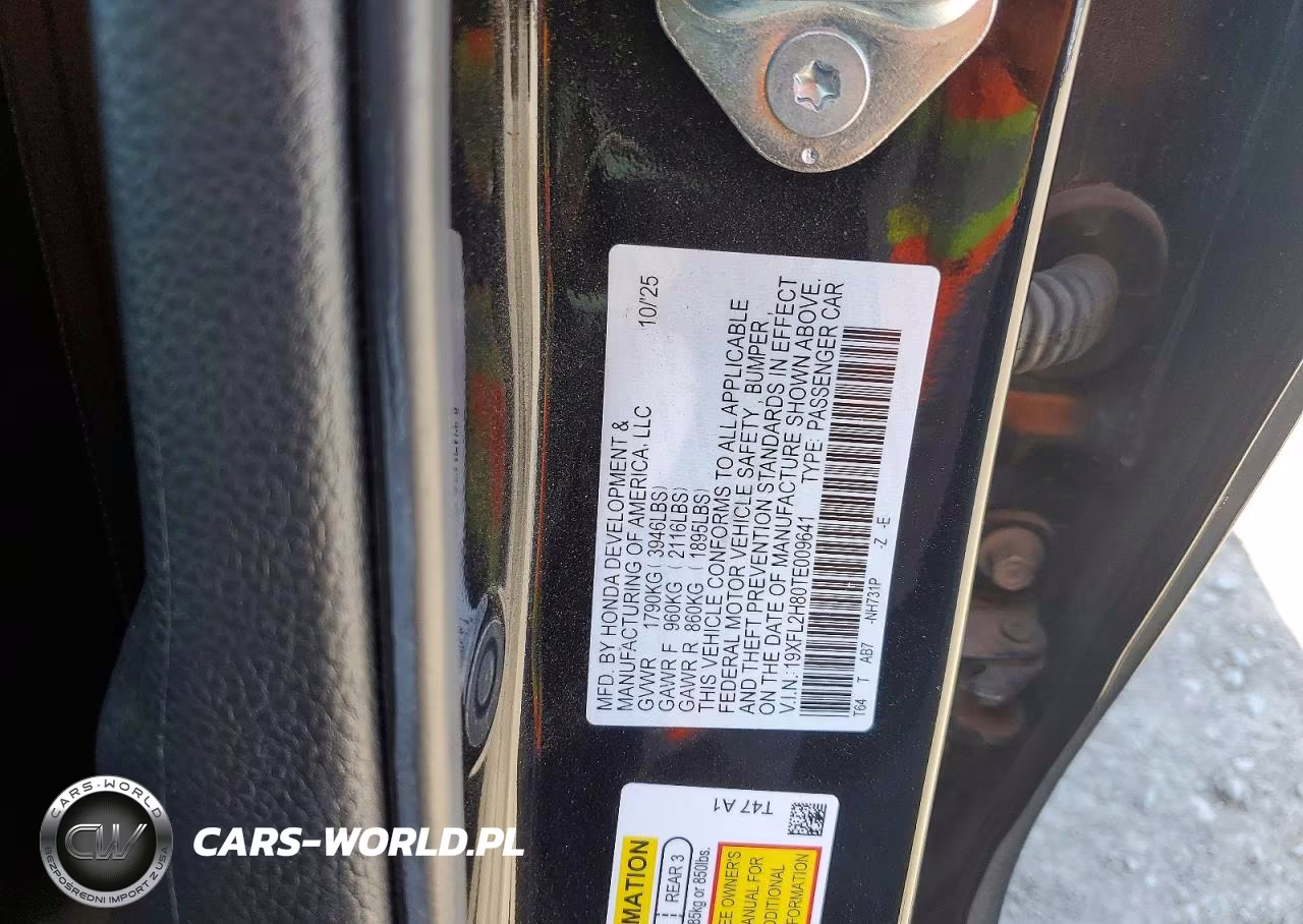 2026 Honda Civic Sport VIN:19XFL2H80TE009641 - 12