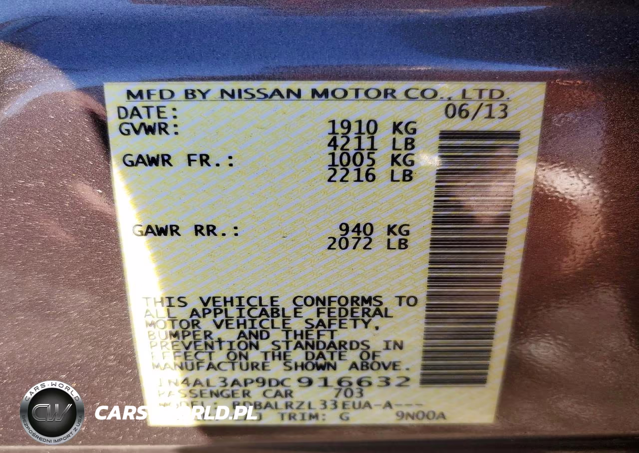 2013 Nissan Altima 2.5 VIN:1N4AL3AP9DC916632 - 12