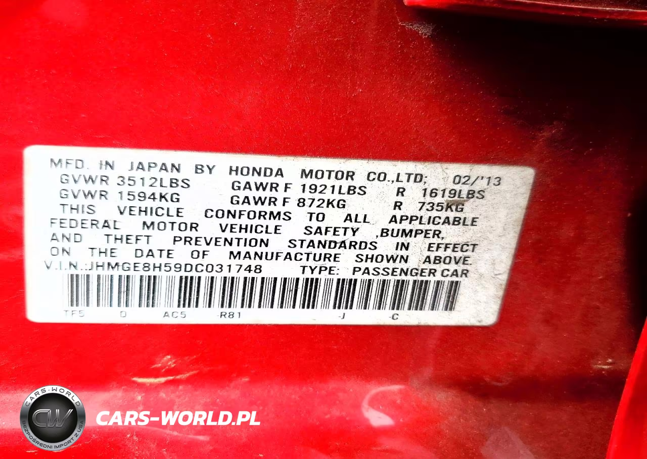 2013 Honda Fit Sport VIN:JHMGE8H59DC031748 - 12