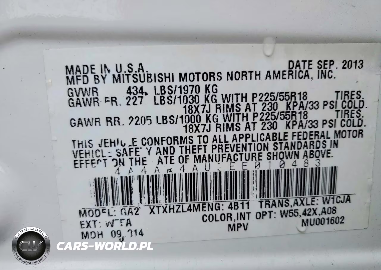 2014 Mitsubishi Outlander Sport Se VIN:4A4AR4AU9EE010483 - 12