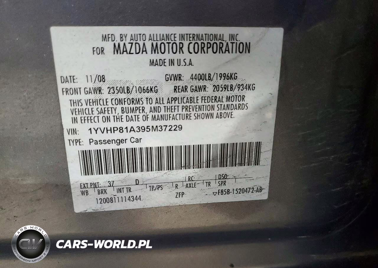 2009 Mazda 6 I VIN:1YVHP81A395M37229 - 12