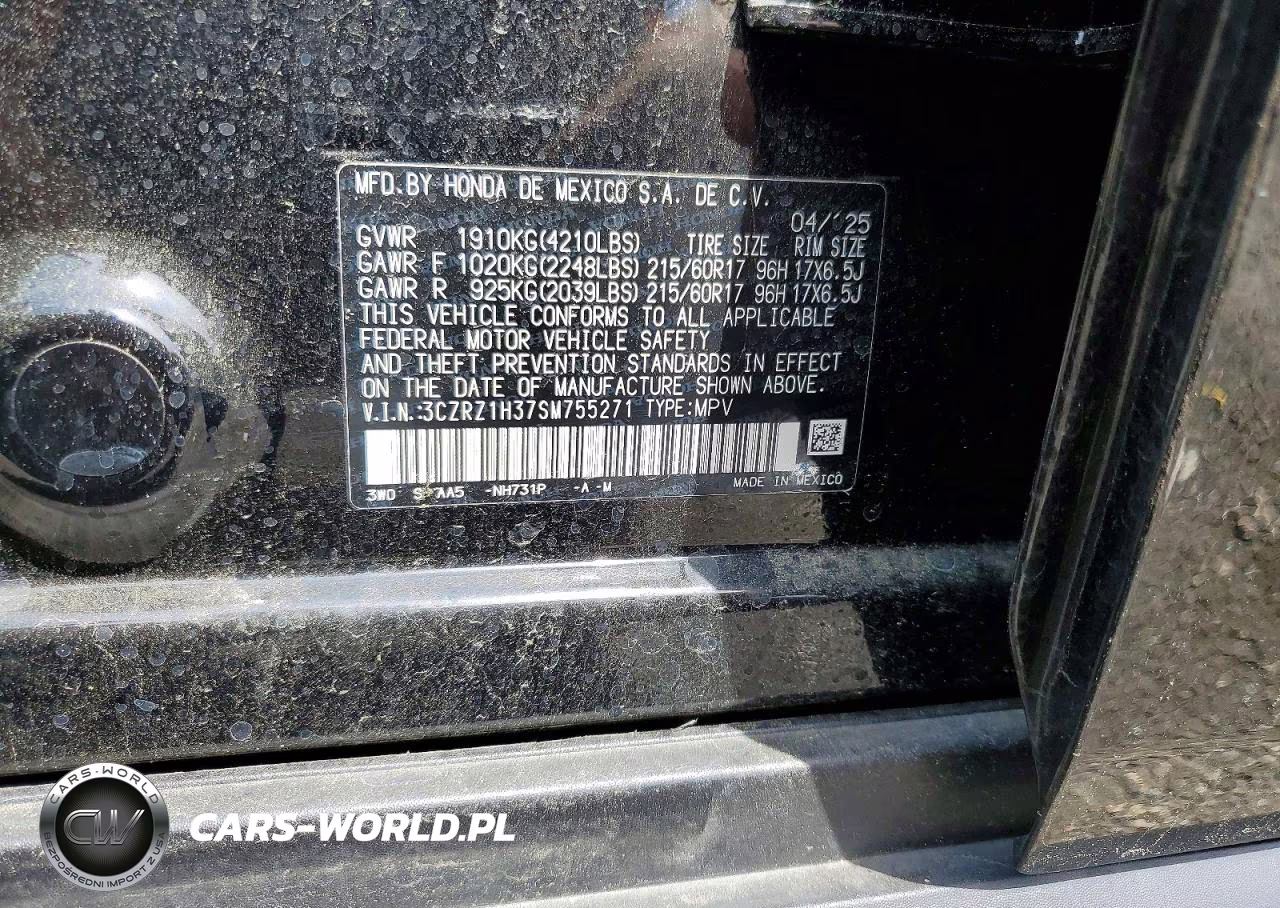 2025 Honda Hr-V Lx VIN:3CZRZ1H37SM755271 - 12