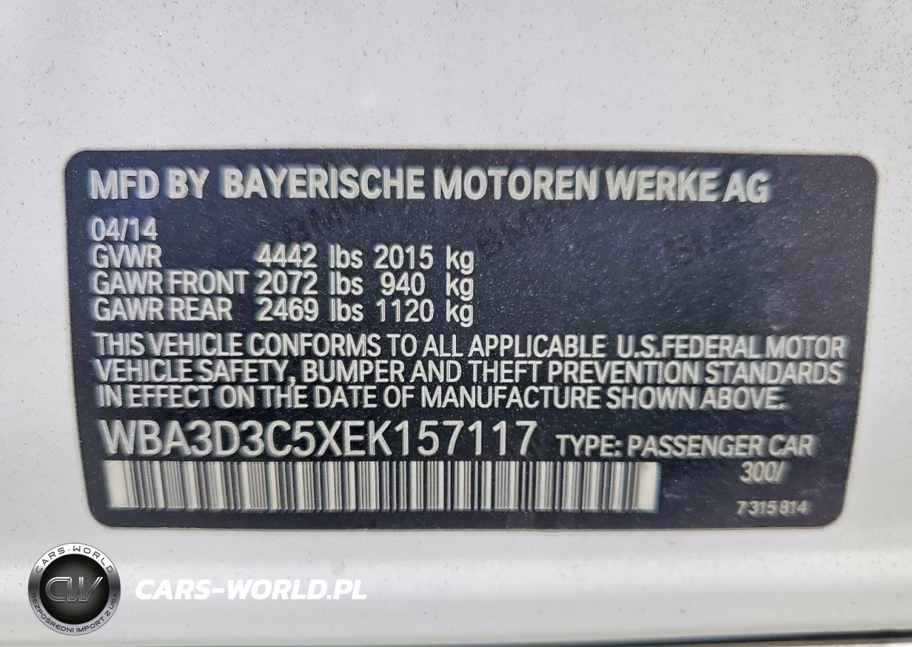2014 BMW 328 D VIN:WBA3D3C5XEK157117 - 12