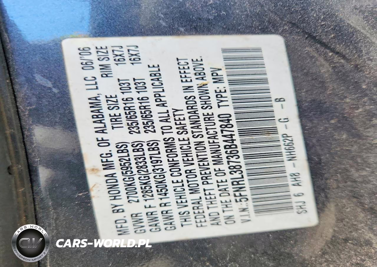2006 Honda Odyssey Exl VIN:5FNRL38736B447840 - 13